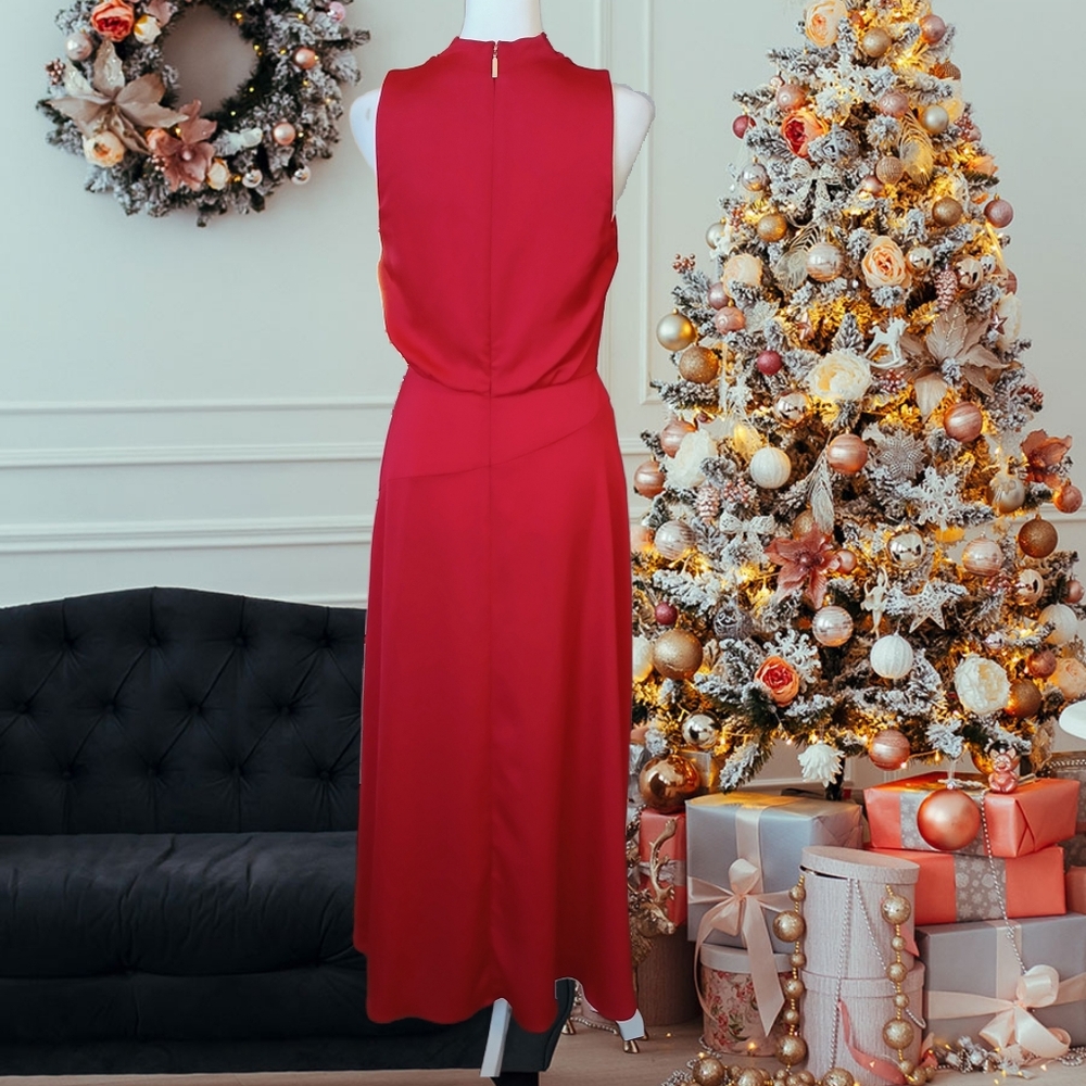 Karl Lagerfeld Red Evening Dress Maxi Jeweled Formal Size 2 Christmas Dance - Picture 6 of 11